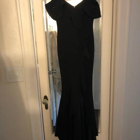 BHLDN Black Ruffled Off-Shoulder Wedding Dress - Picture 7 of 7